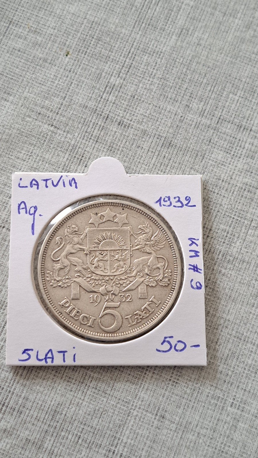 latvia 5 lati 1932 AG SCHAARSER !!, Ophalen of Verzenden