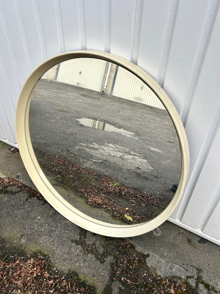 Miroir vintage 60 cm en PVC, Enlèvement, Rond, 50 à 100 cm, Moins de 100 cm