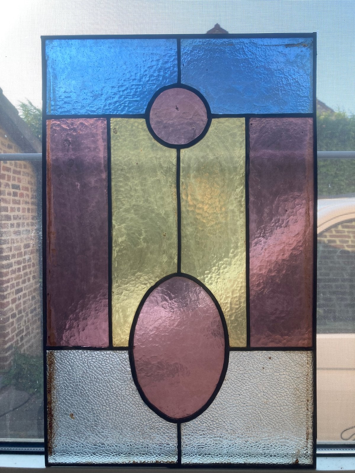 Antiek glas in lood raam, Antiek en Kunst, Ophalen of Verzenden