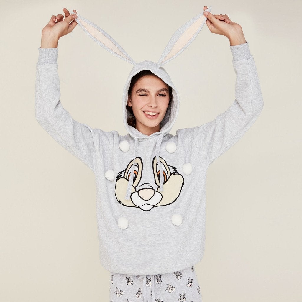 Grijze hoodie stampertje/bambi van undiz - Maat small, Ophalen of Verzenden, Grijs