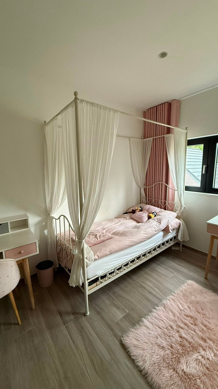 Lit à baldaquin 90/190 comme neuf avec matelas, Matelas, Enlèvement, 180 cm ou plus, 85 à 100 cm