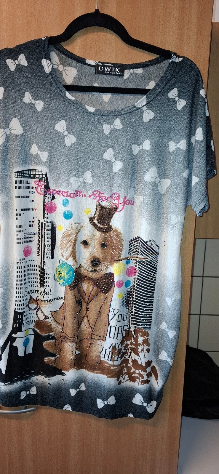 Lang shirt met glitter en honden print, Ophalen of Verzenden, Maat 42/44 (L)