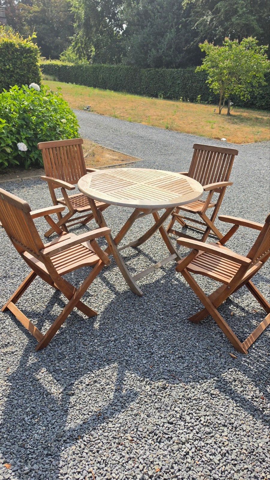 Teaken tuinset., Tuin en Terras, Tuinsets en Loungesets, Ophalen, 4 zitplaatsen, Tuinset, Hout