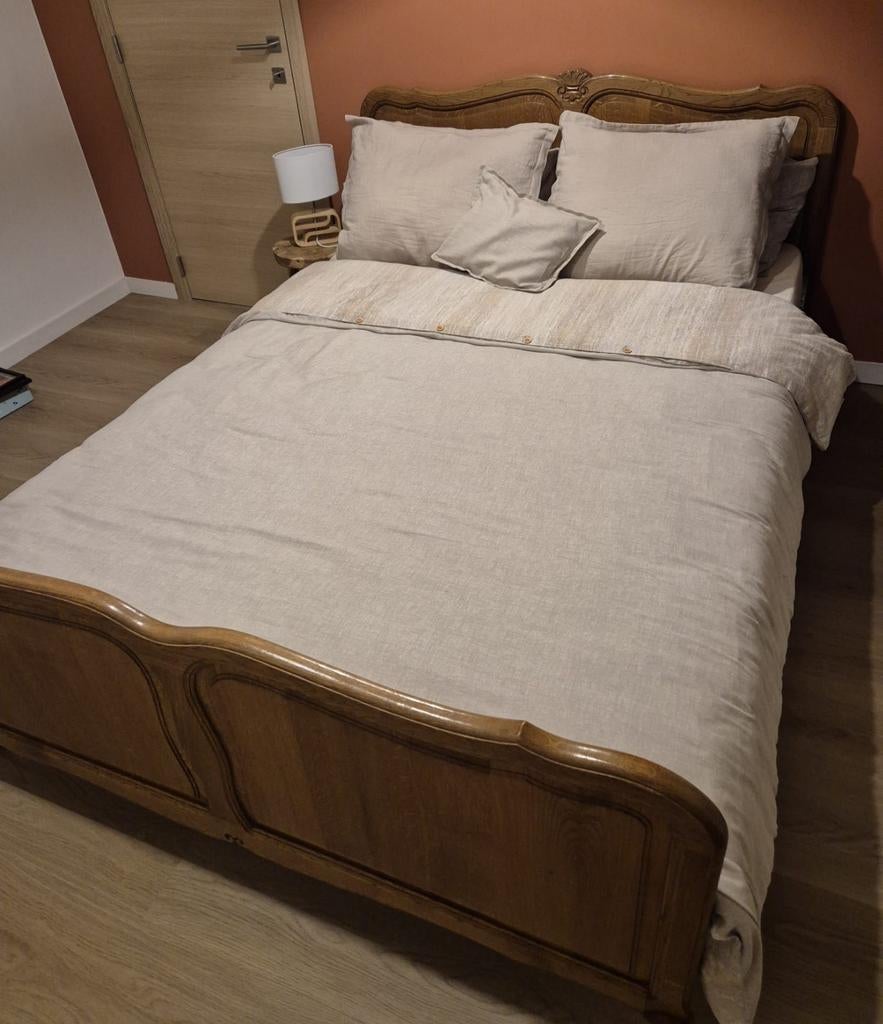 Bed van 1m40 + matras, Ophalen, Gebruikt, Tweepersoons, Anciens
