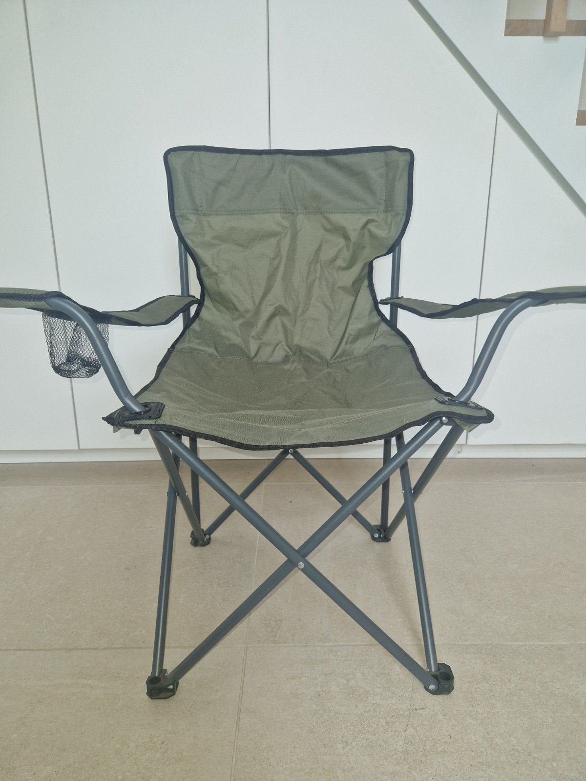 kaki opvouwbare campingstoel als nieuw, Ophalen of Verzenden, Zo goed als nieuw, Campingstoel