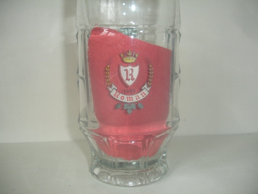 Bierpot van Roman, 0,5l., in glas., Verzamelen, Biermerken, Zo goed als nieuw, Pul(len), Overige merken, Ophalen of Verzenden