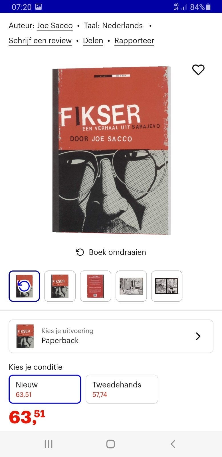 Joe Sacco - Fikser graphic novel, Enlèvement ou Envoi, Joe Sacco