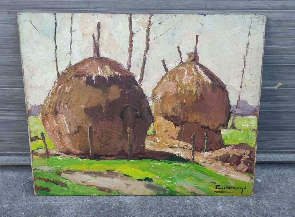 huile sur panneau signe paule bisman, Antiquités & Art, Enlèvement ou Envoi