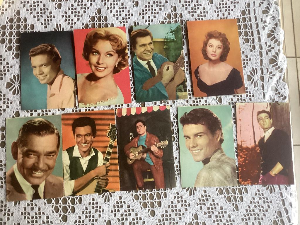 9 prenten chromos filmsterren vedetten COX IMPORT, Collections, Enlèvement ou Envoi, Utilisé, Photo