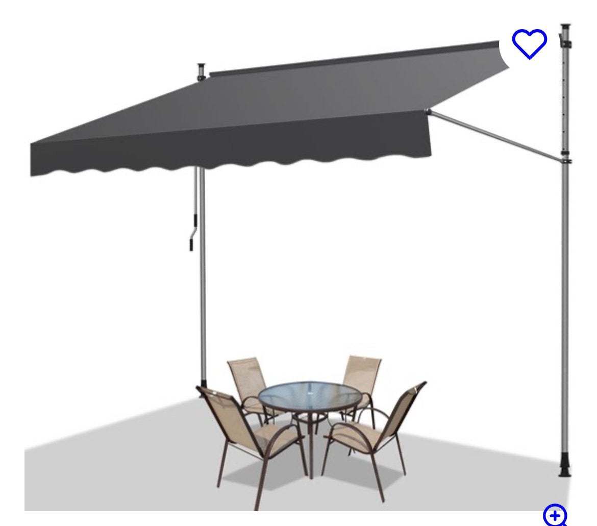 Zonneluifel Antraciet - 346cm breed - in hoogte verstelbaar, Jardin & Terrasse, Parasols, Neuf, 3 à 4 mètres, Enlèvement, Autres types