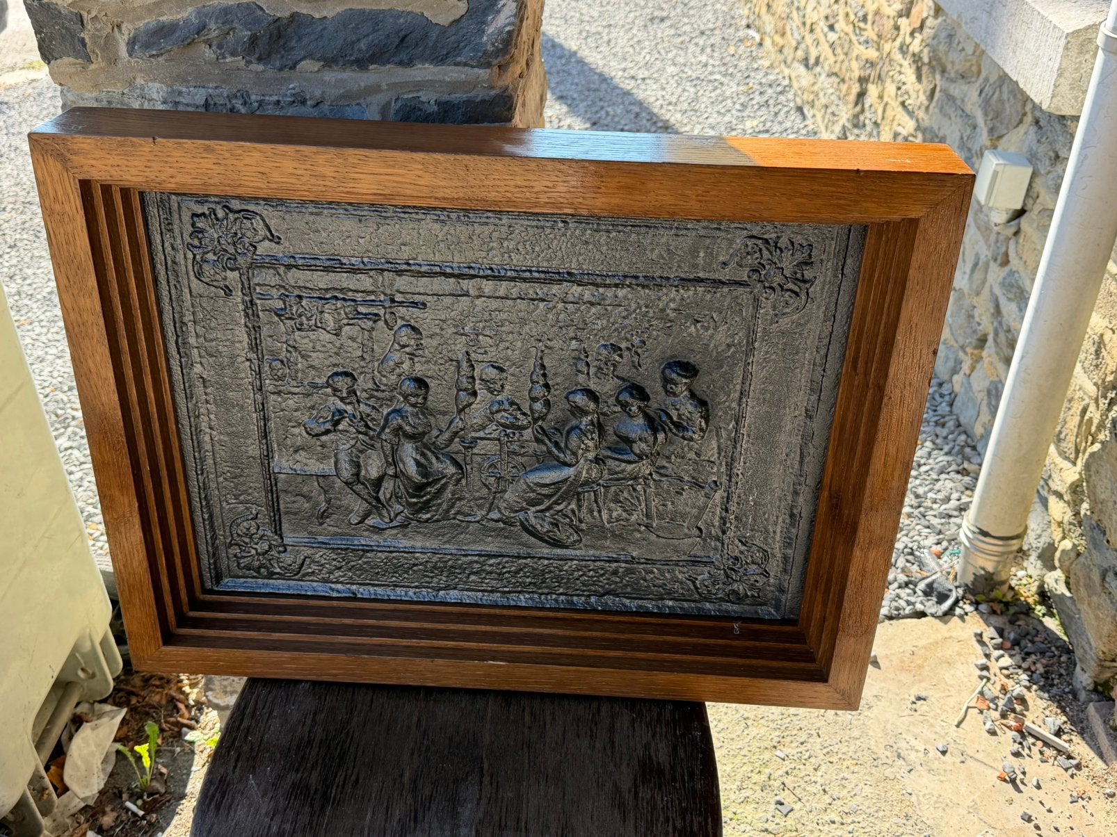 Ancienne plaque de cheminée en fonte, Maison & Meubles, Enlèvement, Comme neuf