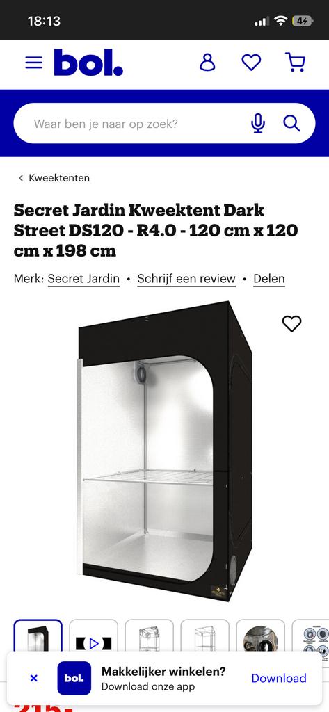 Kweektent Dark street iv ds120, Ophalen, Zo goed als nieuw, Kweektent