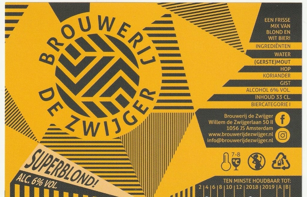 bieretiket NL brouwerij De Zwijger superblond, Verzenden, Nieuw, Overige typen, Overige merken