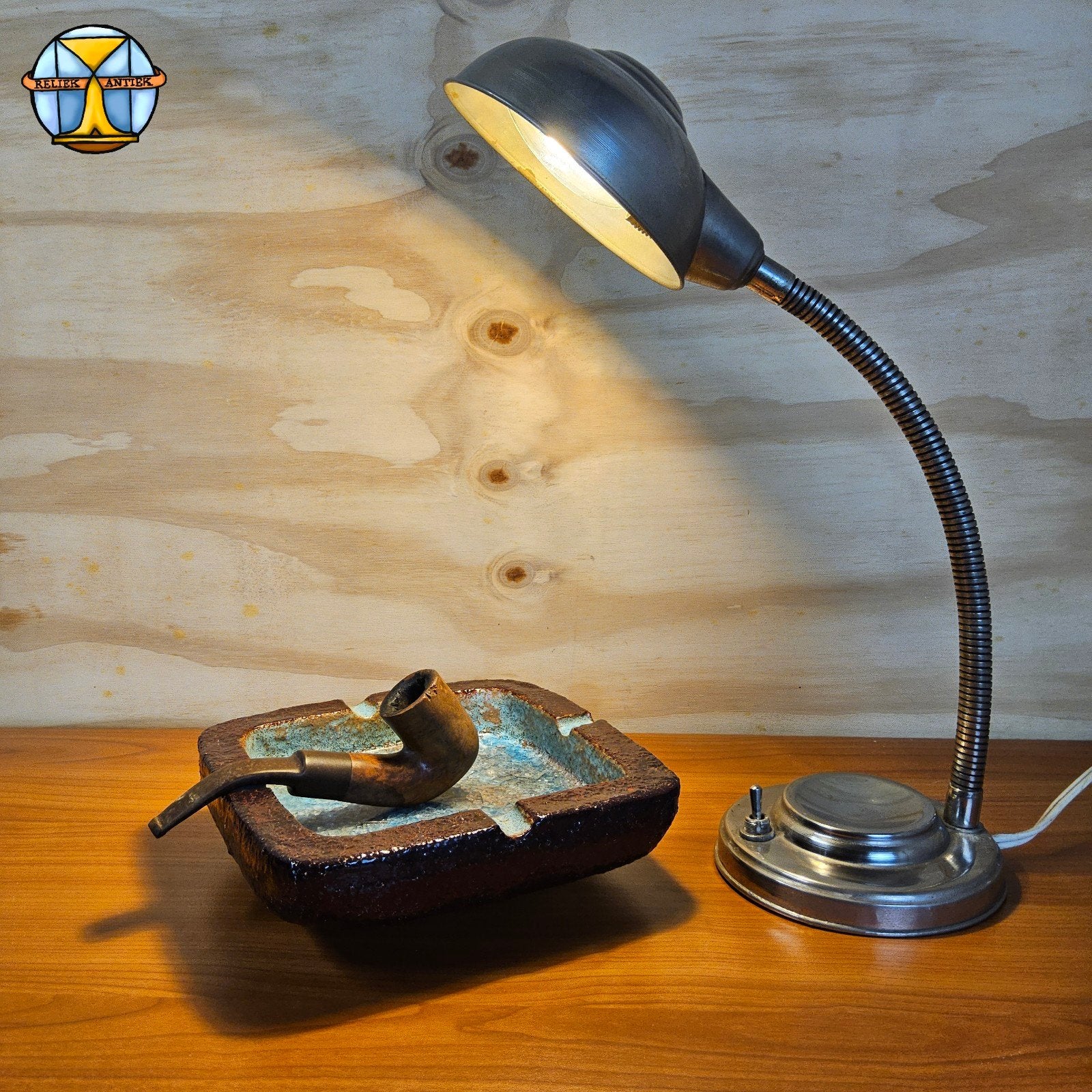 Vintage aluminium Bureaulamp / Tafellamp - Flexibele Nek, Antiek en Kunst, Ophalen of Verzenden