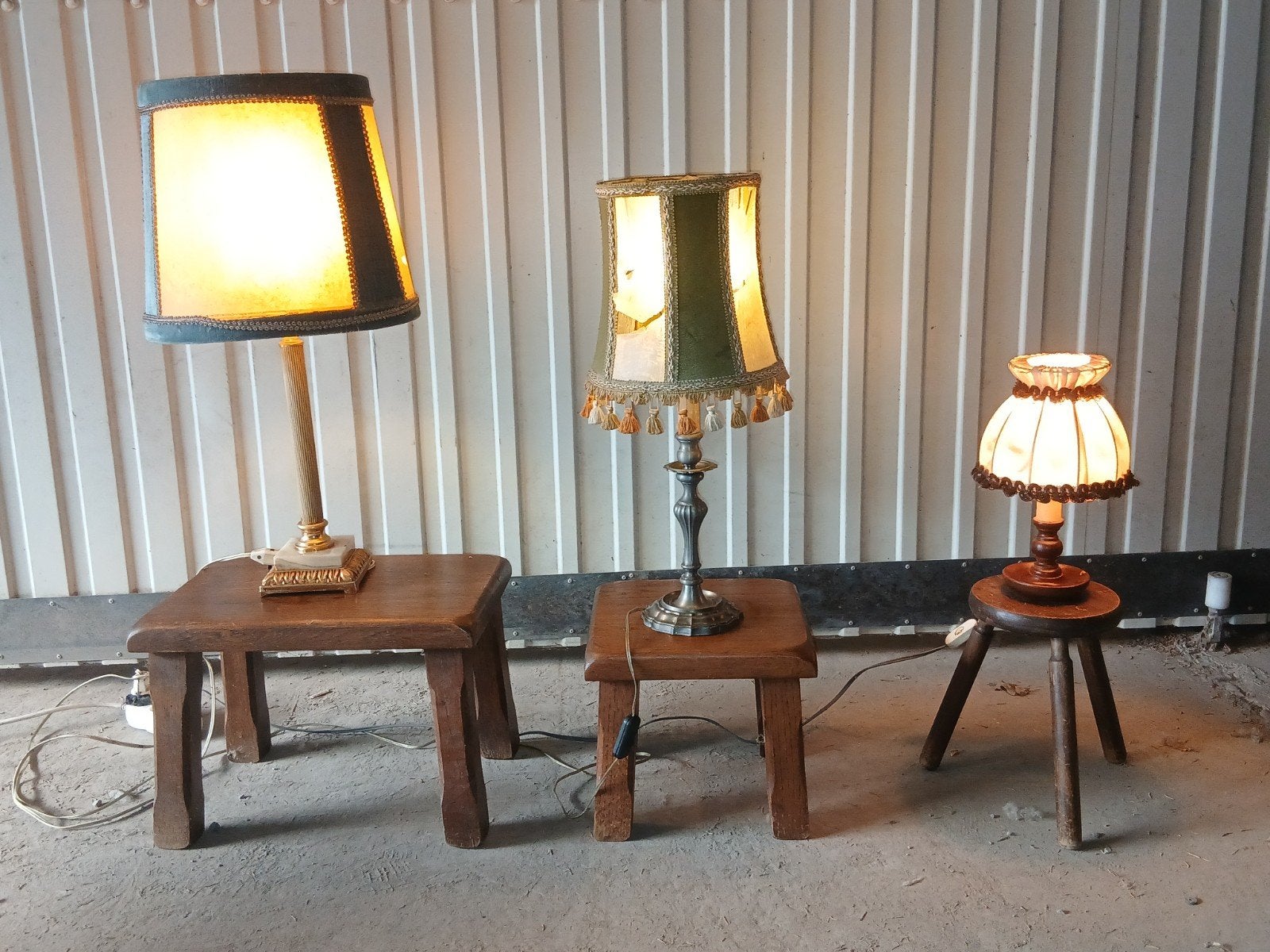 Lot de 3 lampes de table vintage — Massive, Metalars Peltro,, Enlèvement