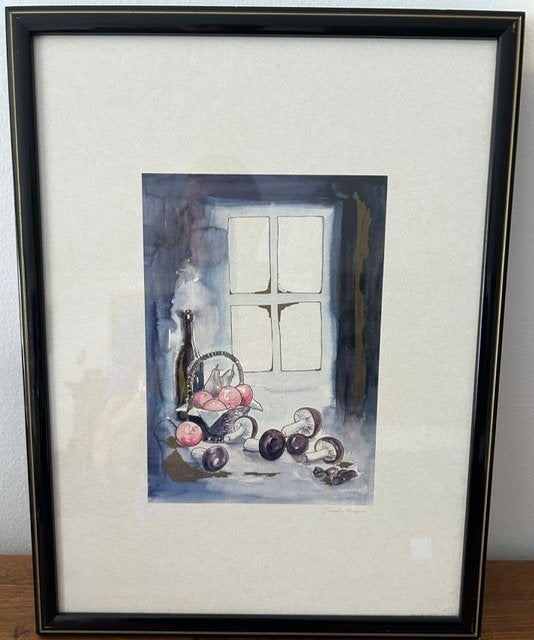 Aquarel Renato Rispoli - 52 cm x 32 cm, Ophalen, Aquarel, Stilleven, Hout