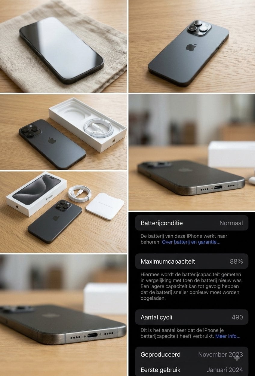 iPhone 15 Pro - In perfecte staat met doos & aankoopbewijs, Télécoms, Téléphonie mobile | Batteries, Enlèvement ou Envoi, Comme neuf
