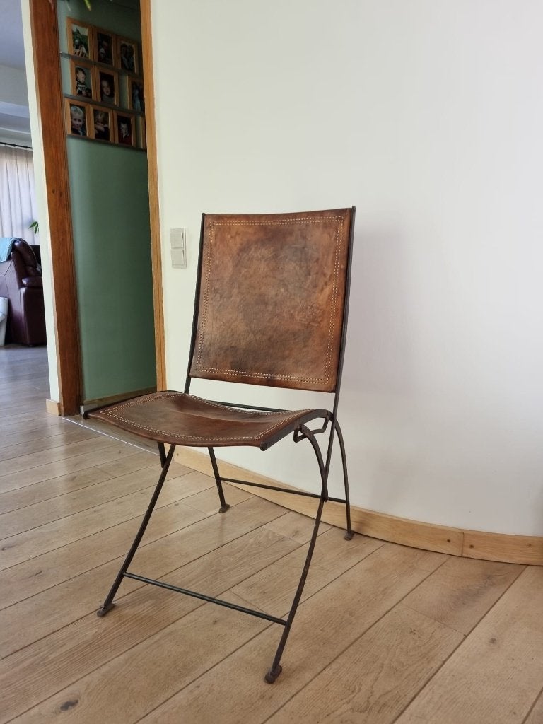 4 chaises cuir métal, Brun, Enlèvement, Utilisé, Cuir