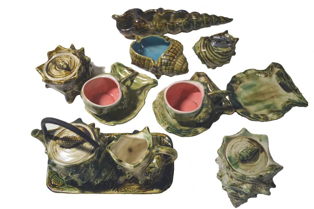 Majolica in schelpvorm - set van 11 stuks 1950's-1960's, Ophalen of Verzenden
