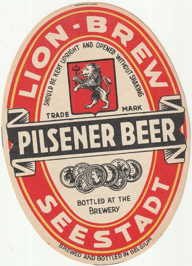 1 BIERETIKET BEERLABEL LION BREW SEESTADT, Collections, Marques de bière, Envoi, Comme neuf, Autres types, Autres marques