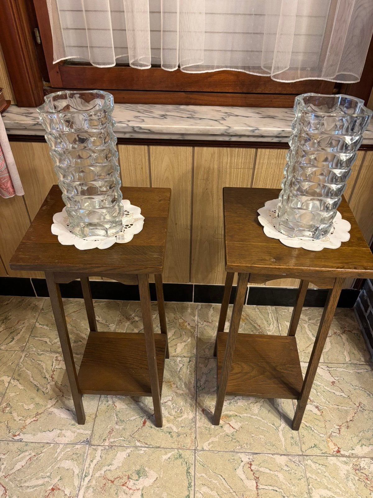 Mooie set van 2 Houten Bijzettafels / Telefoontafeltjes, Ophalen, Gebruikt