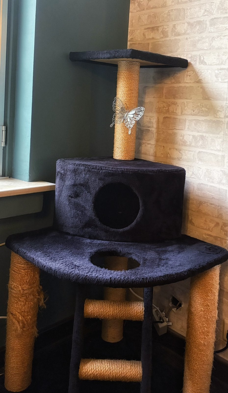 Arbre à chat Petcomfort bleu marine 55 x 55 x 120 cm, Enlèvement, Utilisé, Griffoir