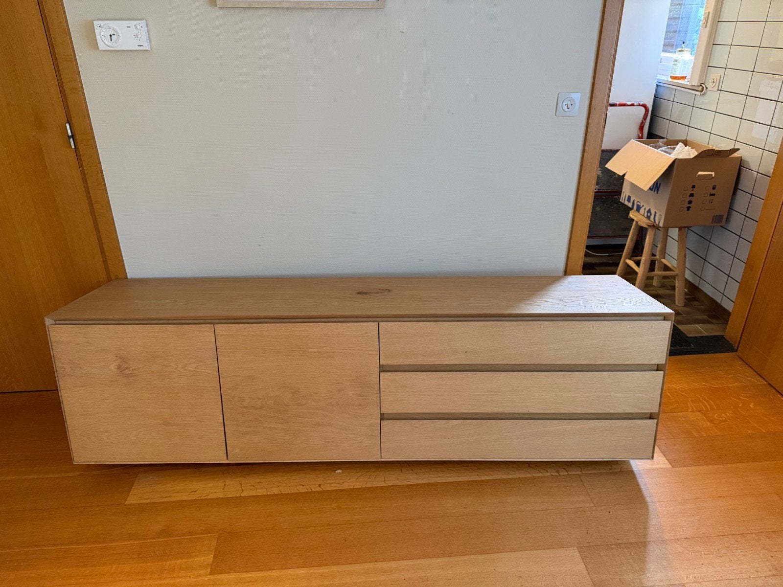 Hangkast dressoir fineer eik natuur, Ophalen, Gebruikt, 150 tot 200 cm, Eikenhout