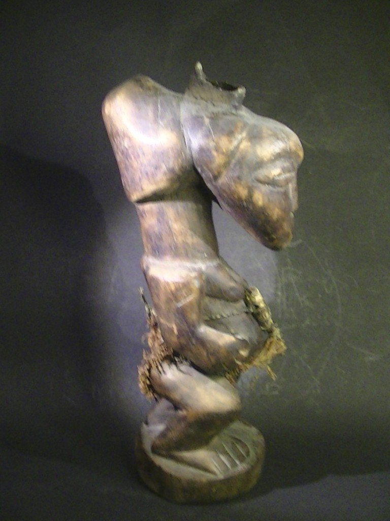 SONGYE FETTISJ FIGUUR (ca,1955) 33cm - DR Congo, Hout, Afrika, Ophalen of Verzenden, 33 cm