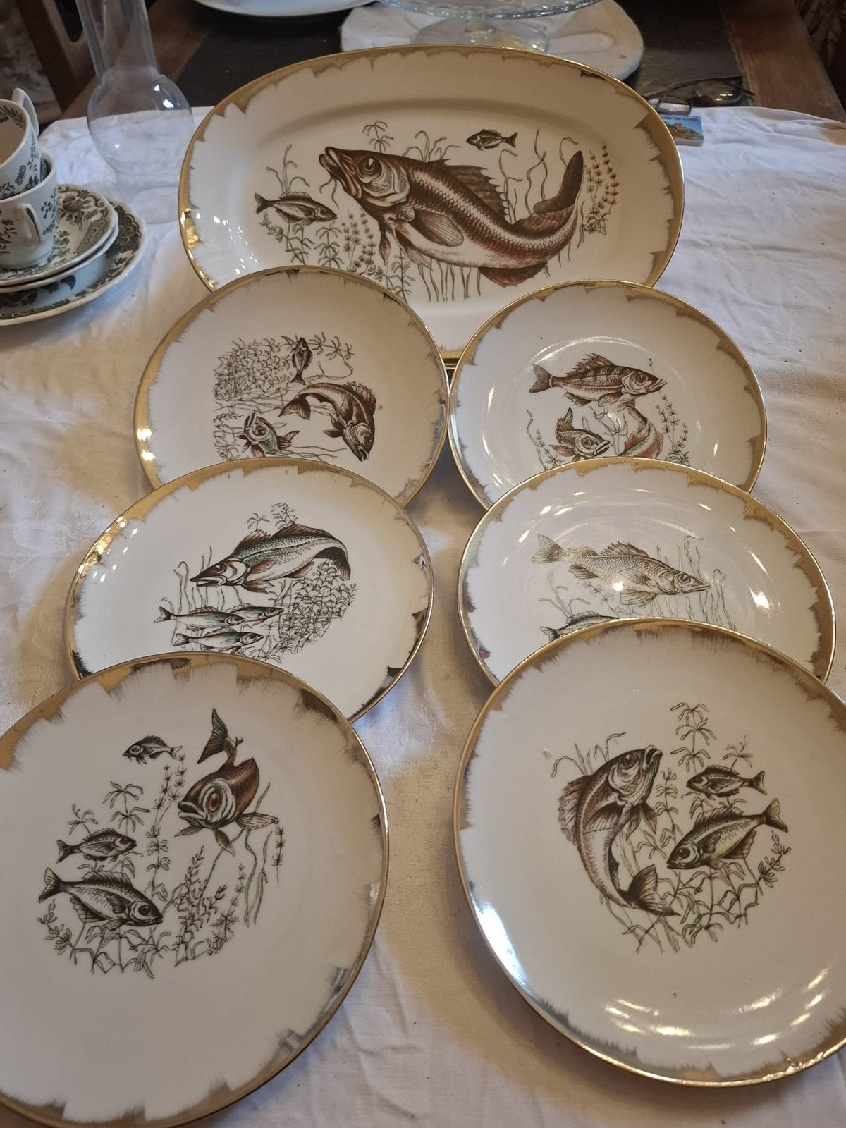 Service a poisson vintage 7 pieces, Enlèvement ou Envoi