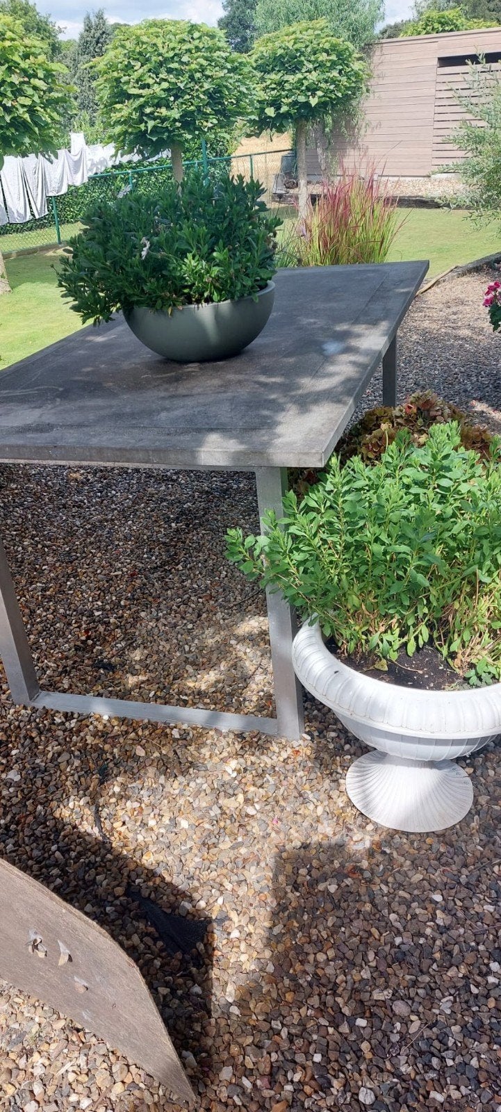 tuintafel blauwe steen, Tuin en Terras, Ophalen, Gebruikt
