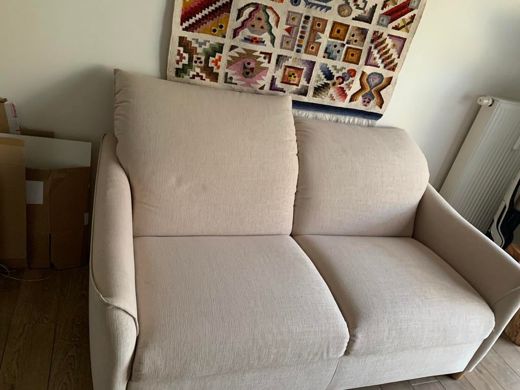 Kwaliteits zetelbed, beige, goede matras, Ophalen, Zo goed als nieuw