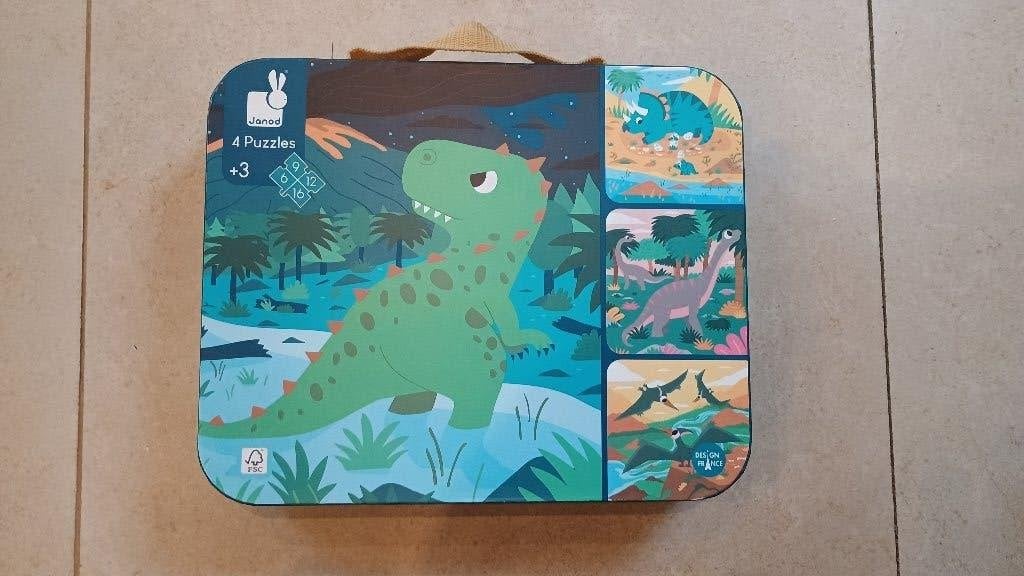 JANOD, 4 puzzles dinosaures dans valise, Enlèvement
