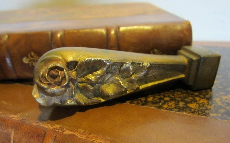 Art nouveau bureauset stempel, briefopener brons Frecourt, Antiek en Kunst, Antiek | Overige Antiek, Verzenden