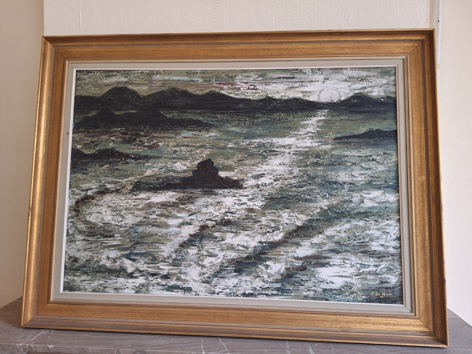 peinture à l'huile De Meyer mer sauvage, Antiquités & Art, Enlèvement, Signé, Peinture à l'huile, Toile