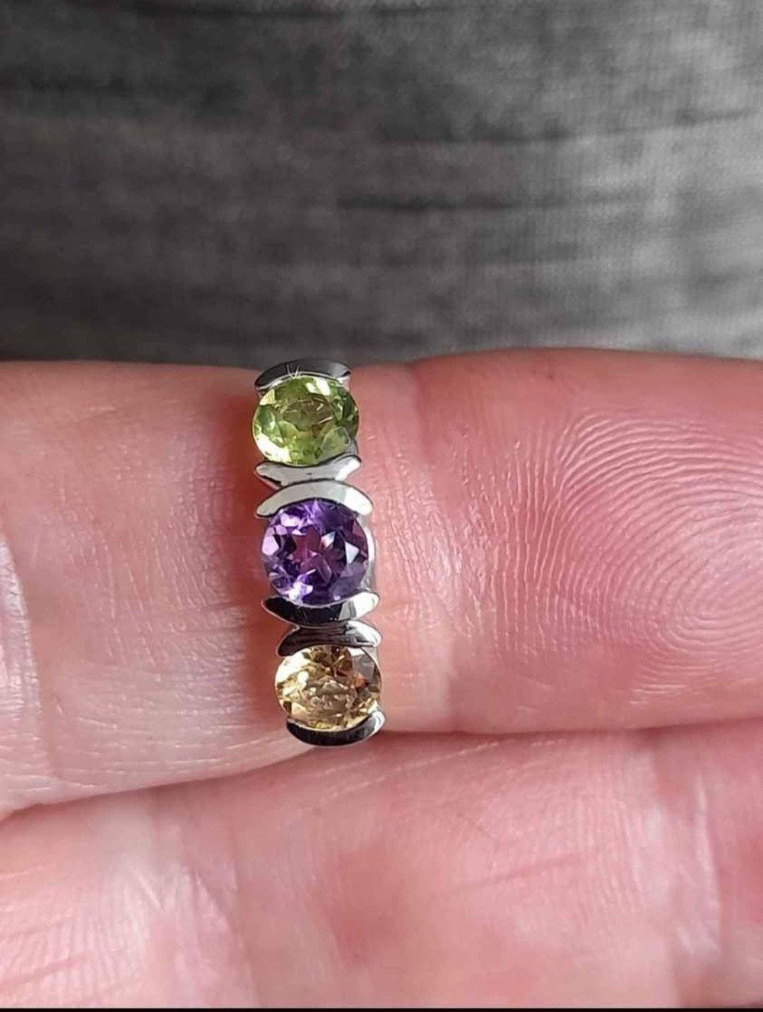 Bague en argent massif 925 avec 3 pierres naturelles, Neuf, Enlèvement, Argent, Argent