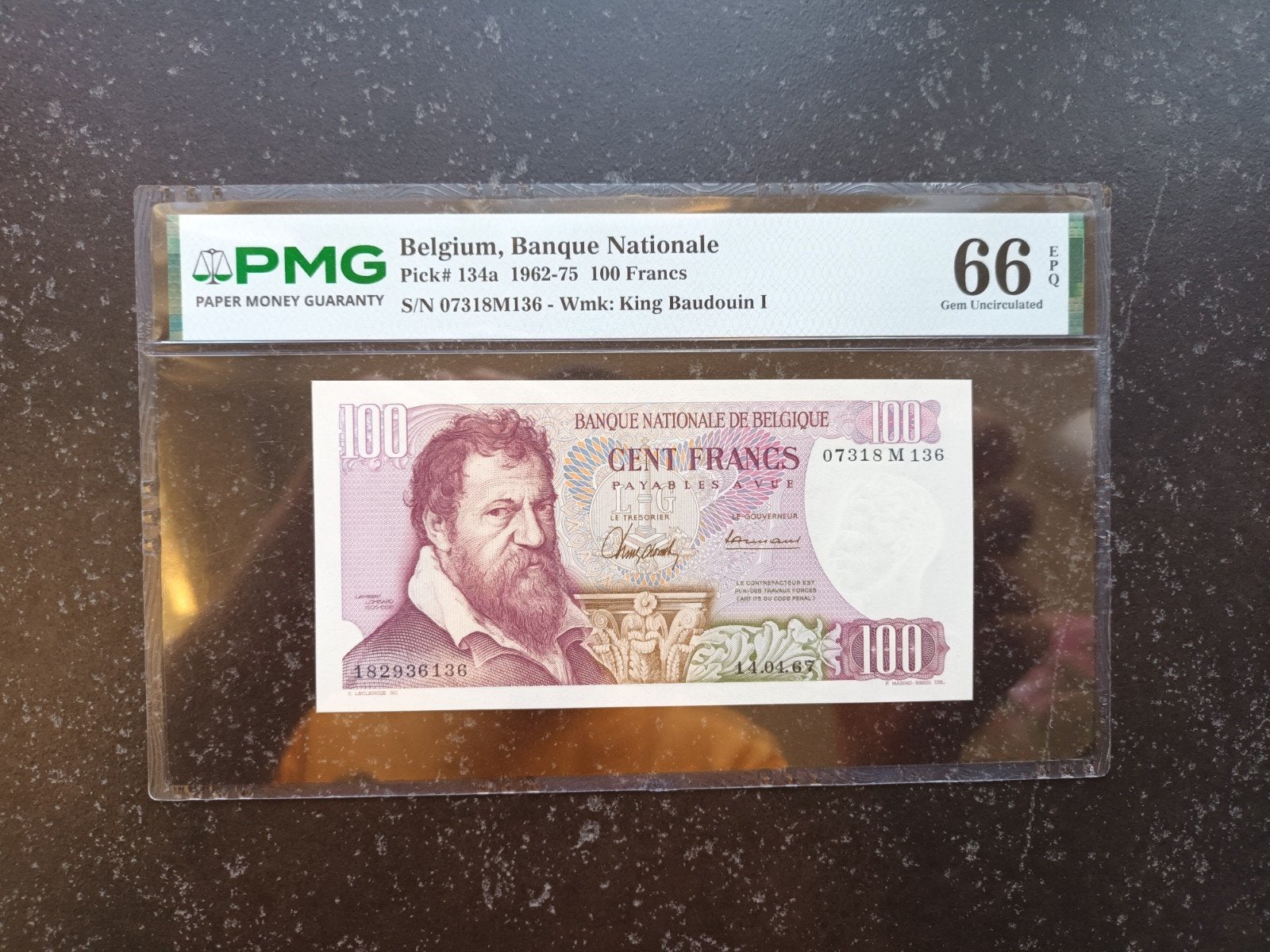PMG 66EPQ 100 francs Lombard de 14-4-1967 !, Enlèvement ou Envoi, Billets en vrac