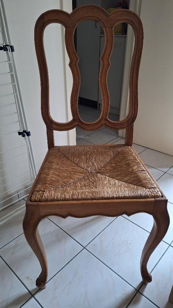 houten stoelen  rieten zitvlak 2 stuks, Enlèvement, Utilisé, Bois, Deux
