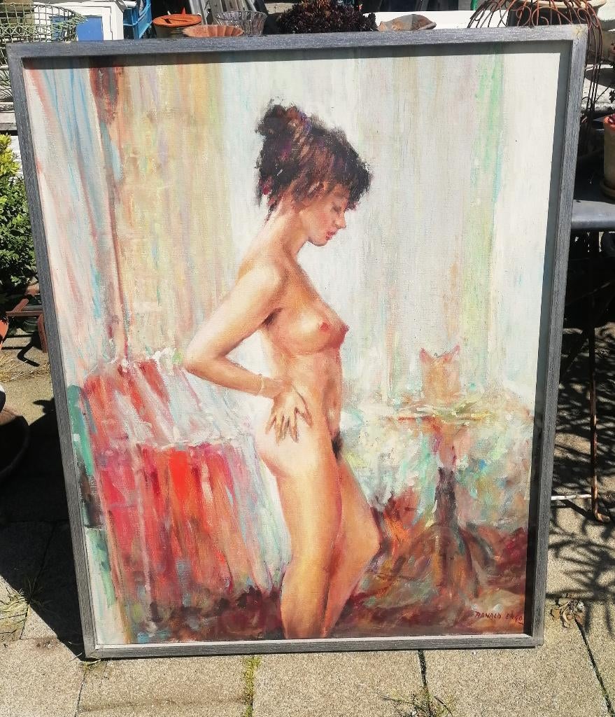 Ronald Ergo ,1936-, naakt , olie op doek 83 x 103 cm, Antiek en Kunst, Ophalen