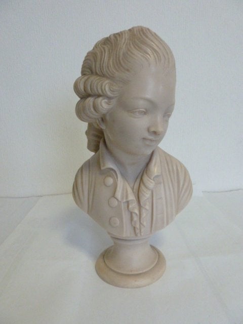 Beeld Buste jonge Amadeus Mozart 3.9kg 33cm hoog, Buste, Ophalen of Verzenden, 20 - 50 cm, Composieten
