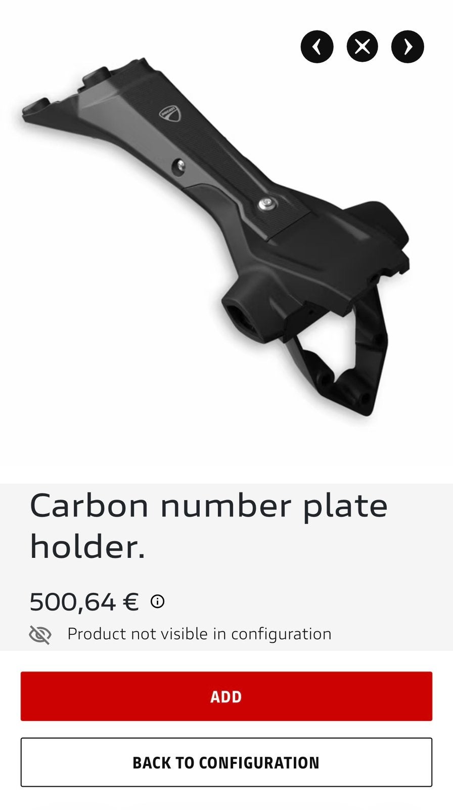 Ducati Performance Carbon Number Plate Holder - V4, Motoren, Ophalen, Nieuw