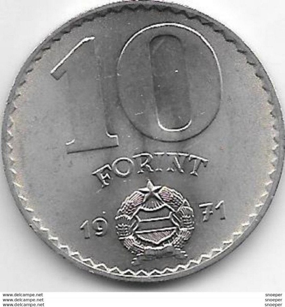 hungary 10 forint 1971 km 595 xf+, Verzenden, Hongarije, Losse munt