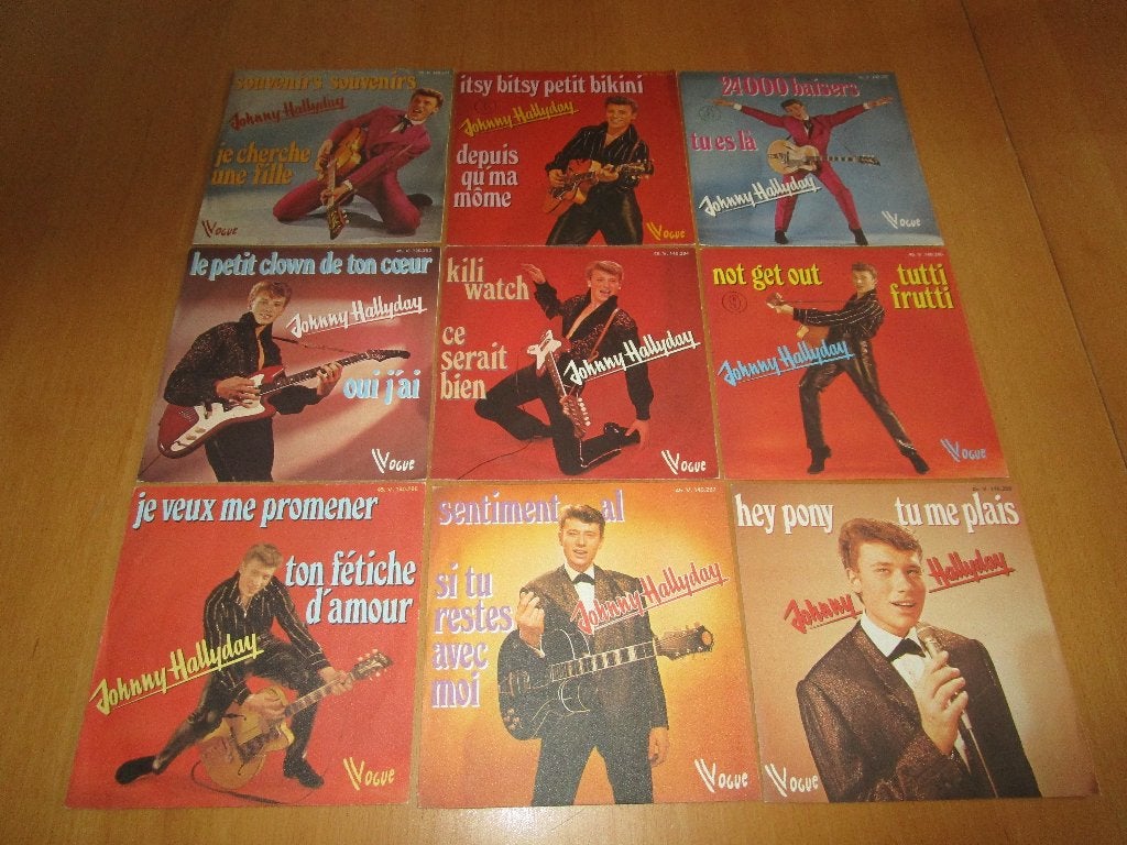 Johnny Hallyday : lot de 9 x 45tours Vogue, Enlèvement ou Envoi, 7 inch, Rock 'n' roll, Utilisé