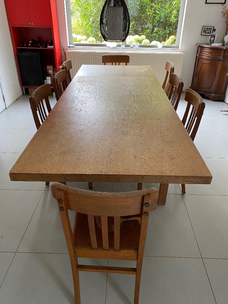 Table rétro élégante et lourde, Maison & Meubles, Tables | Tables de salon, 200 cm ou plus, Enlèvement, Utilisé, 50 à 100 cm