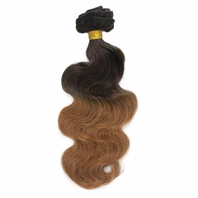 100% REMY HUMAN HAIR - ombre - CLIP INS - BODY WAVE, Verzenden, Nieuw, Pruik of Haarverlenging