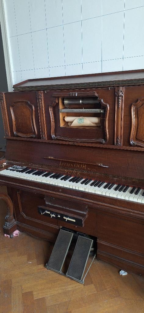 Piano pneumatique Lucien Oor Phonola, Enlèvement, Utilisé, Brun, Piano