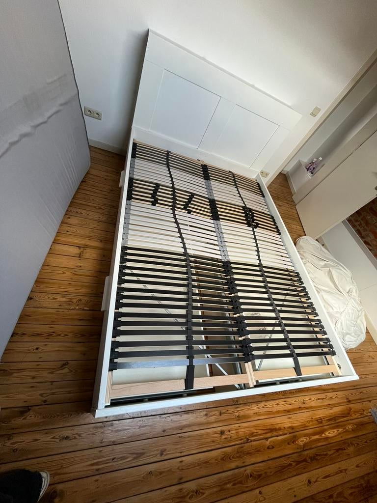 Ikea Brimnes bed, Huis en Inrichting, Ophalen, Gebruikt, Wit, Tweepersoons