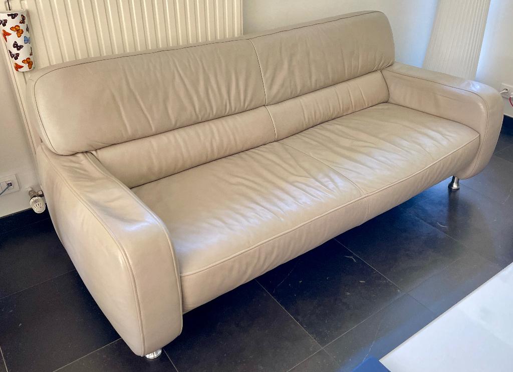 Lederen 3 zit, Ophalen, Gebruikt, 150 tot 200 cm, Driepersoons
