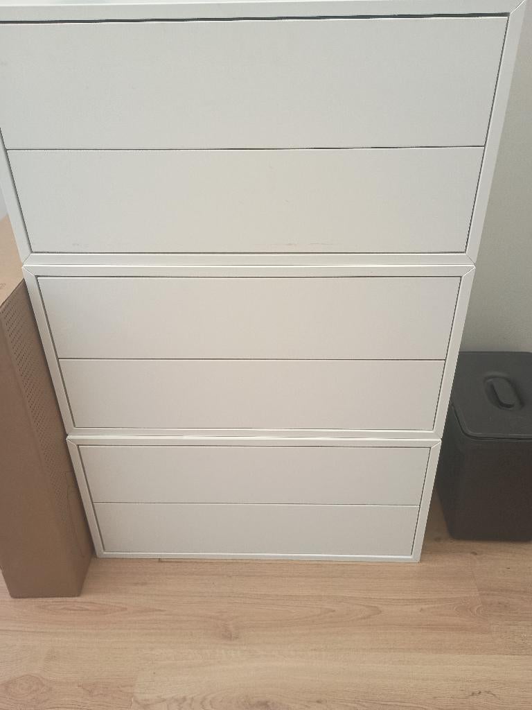 3 witte kastjes met dubbele schuif, Comme neuf, Enlèvement, Bois, 45 à 65 cm