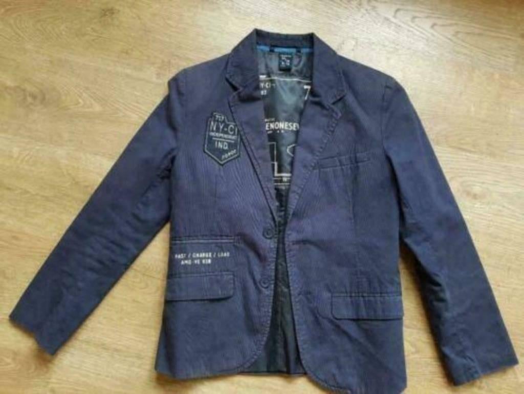 blauwe jas / blazer 717 voor communie maat 134 - 140, Sevenoneseven, Ophalen of Verzenden, Zo goed als nieuw, Jongen