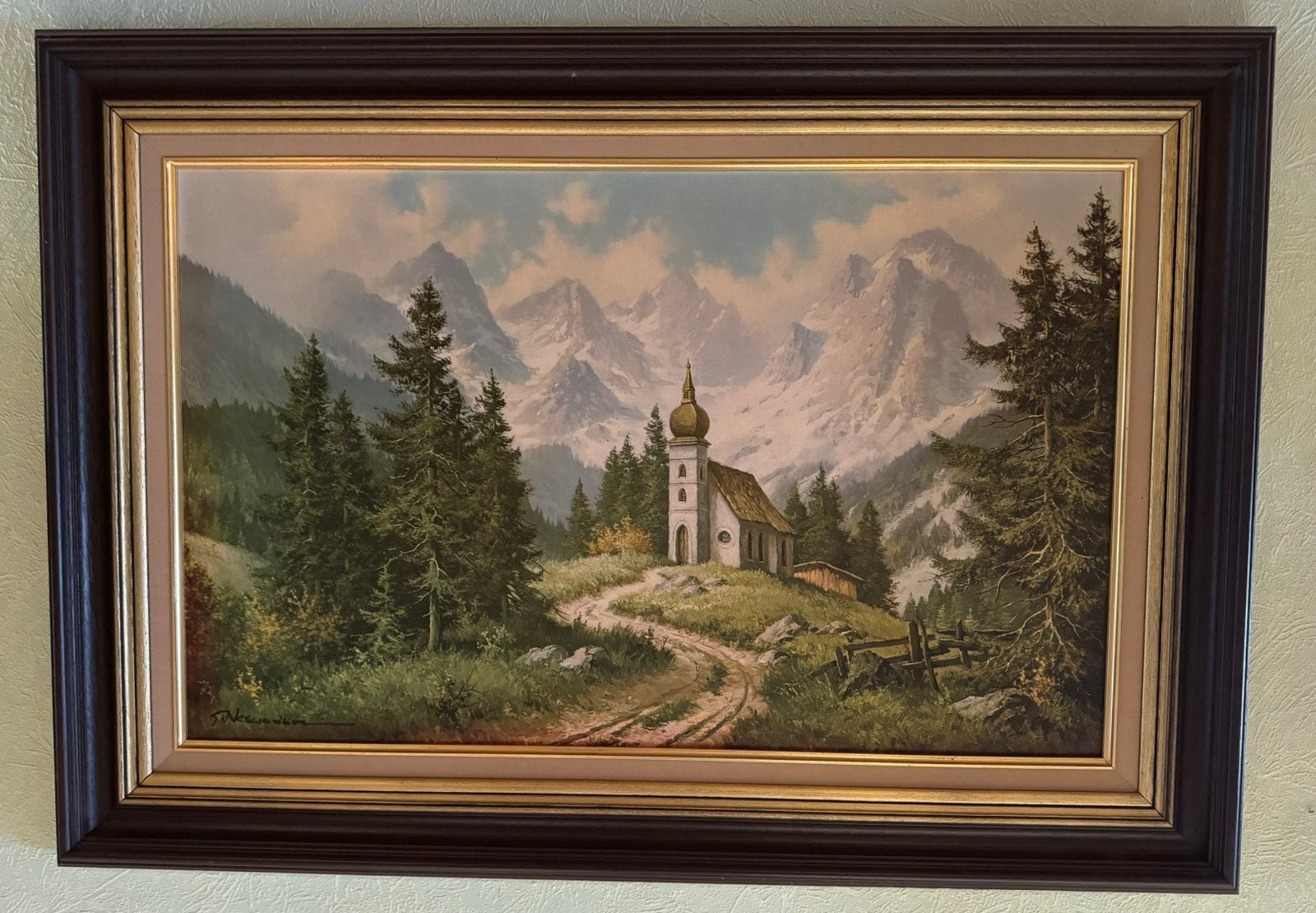 Peinture., Signé, Panneau, Paysage, Enlèvement